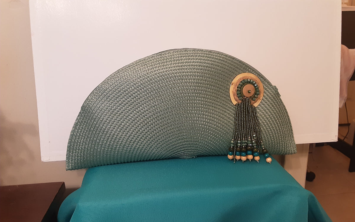 Green Straw and Tasseled Clutch