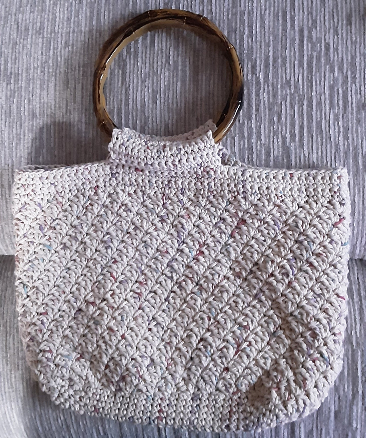 Beige Multi-Flecks Hand Crocheted Purse