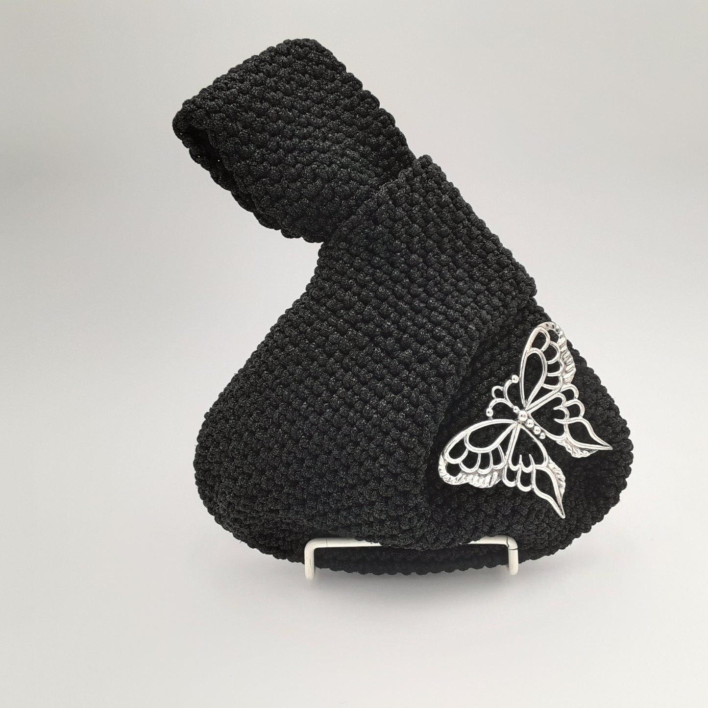 Black Butterfly Shimmering Knot Bag