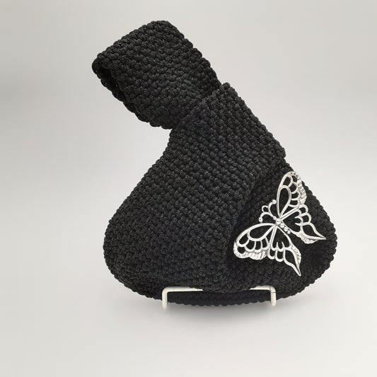 Black Butterfly Shimmering Knot Bag