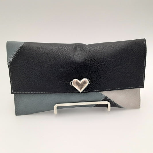 Faux Leather Patchwork Clutch (Heart)