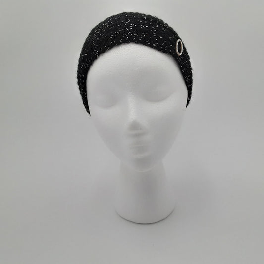 Black/Silver Cloche Hat
