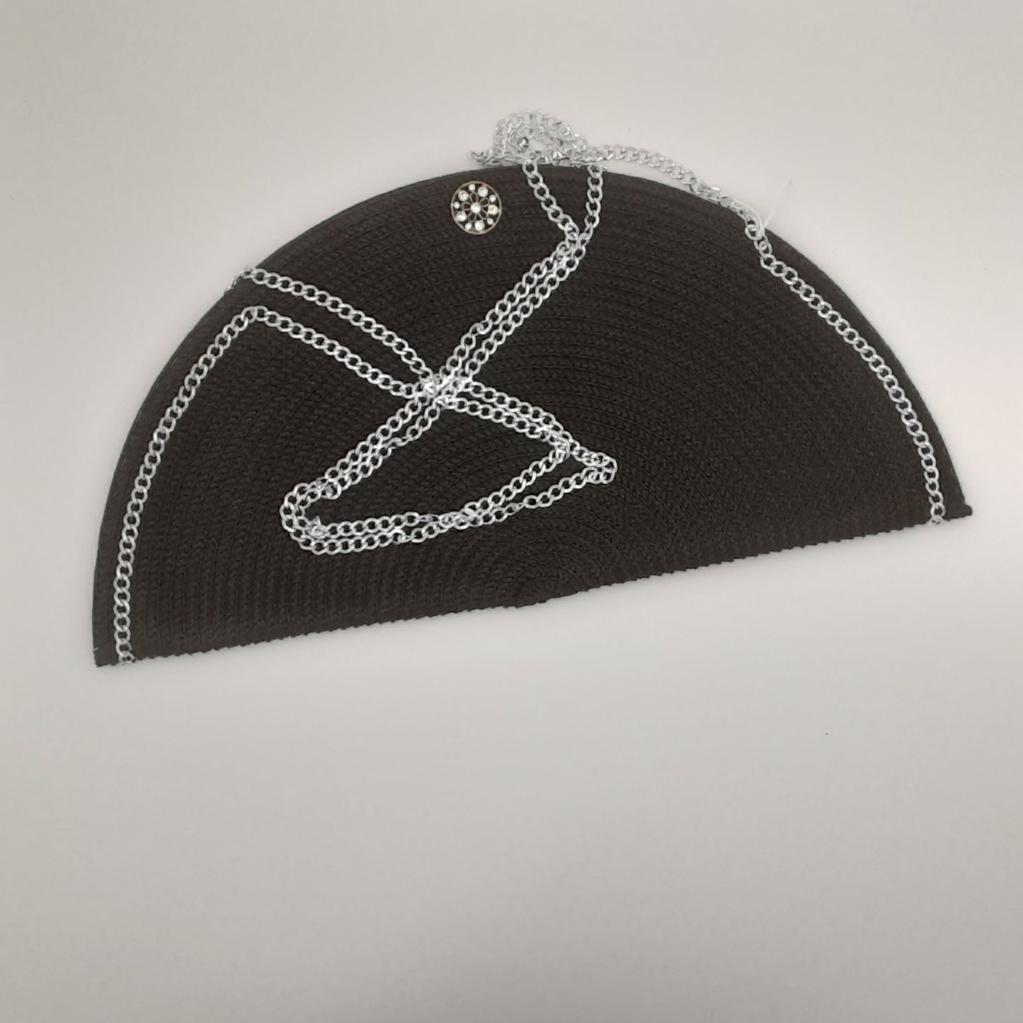 Black & Silver Straw Shoulder Bag