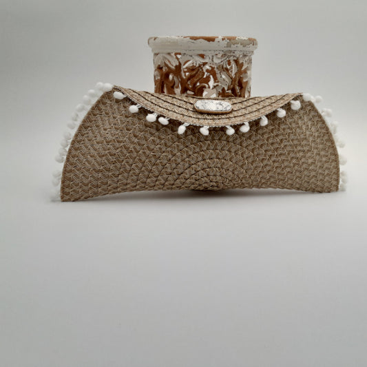 Pom poms & Caramel Clutch