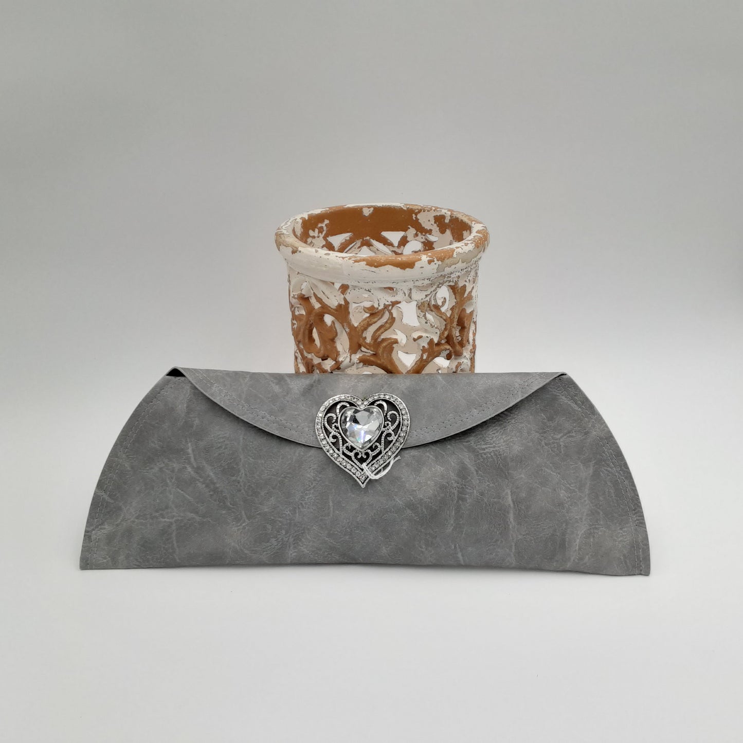 Big Hearted Faux Leather Clutch