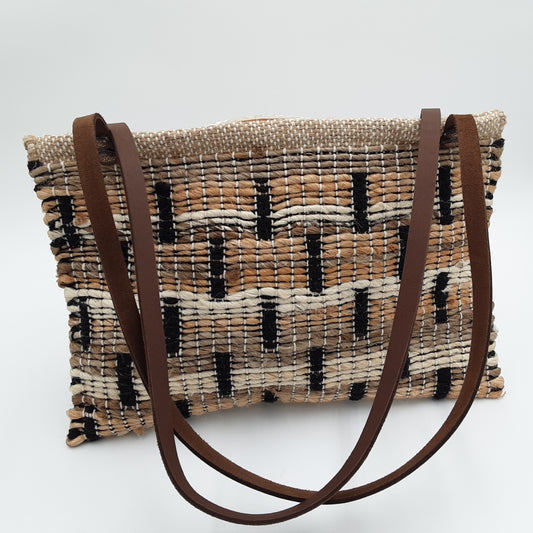Black-n-Tan Jute Shoulder Bag