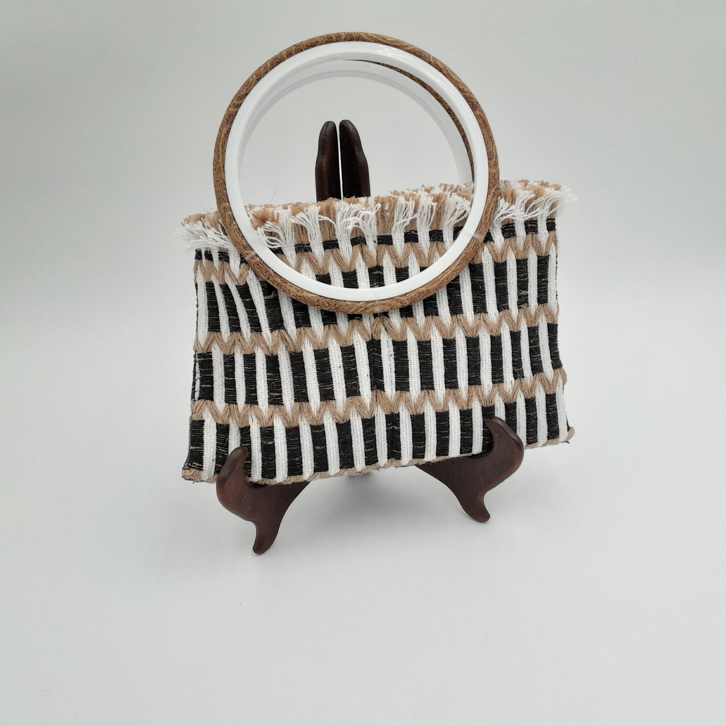 Black-n-Tan Cotton/Jute Handbag