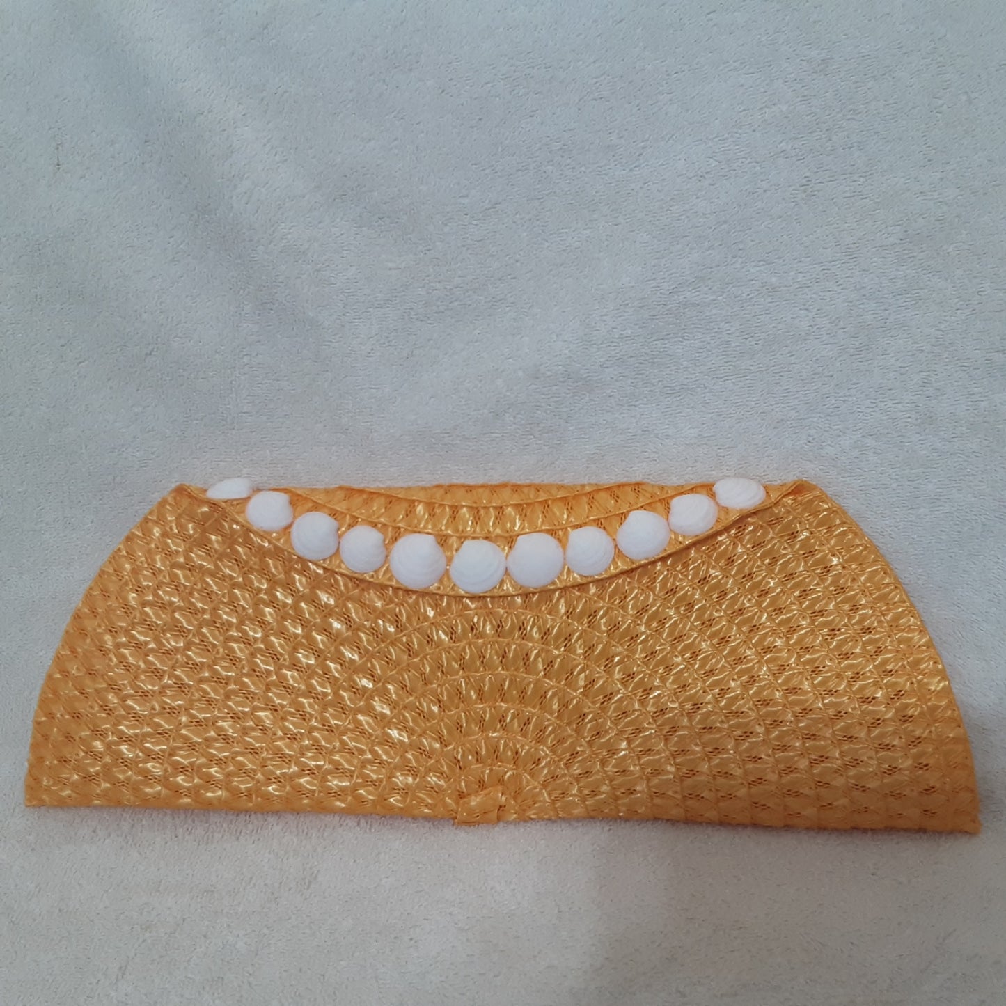 Sunshine-n-Shells Straw Clutch