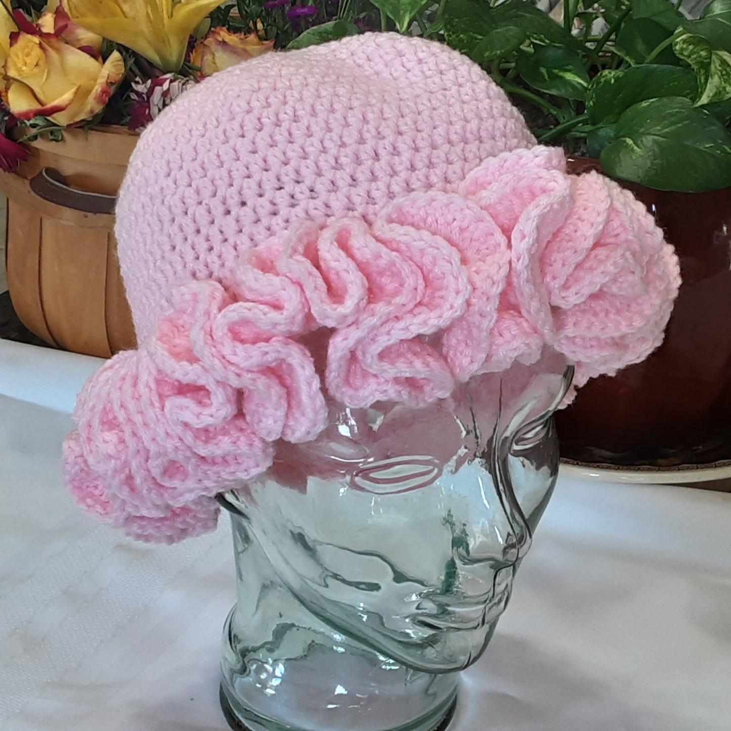 Ruffle Brim Hat - Pink