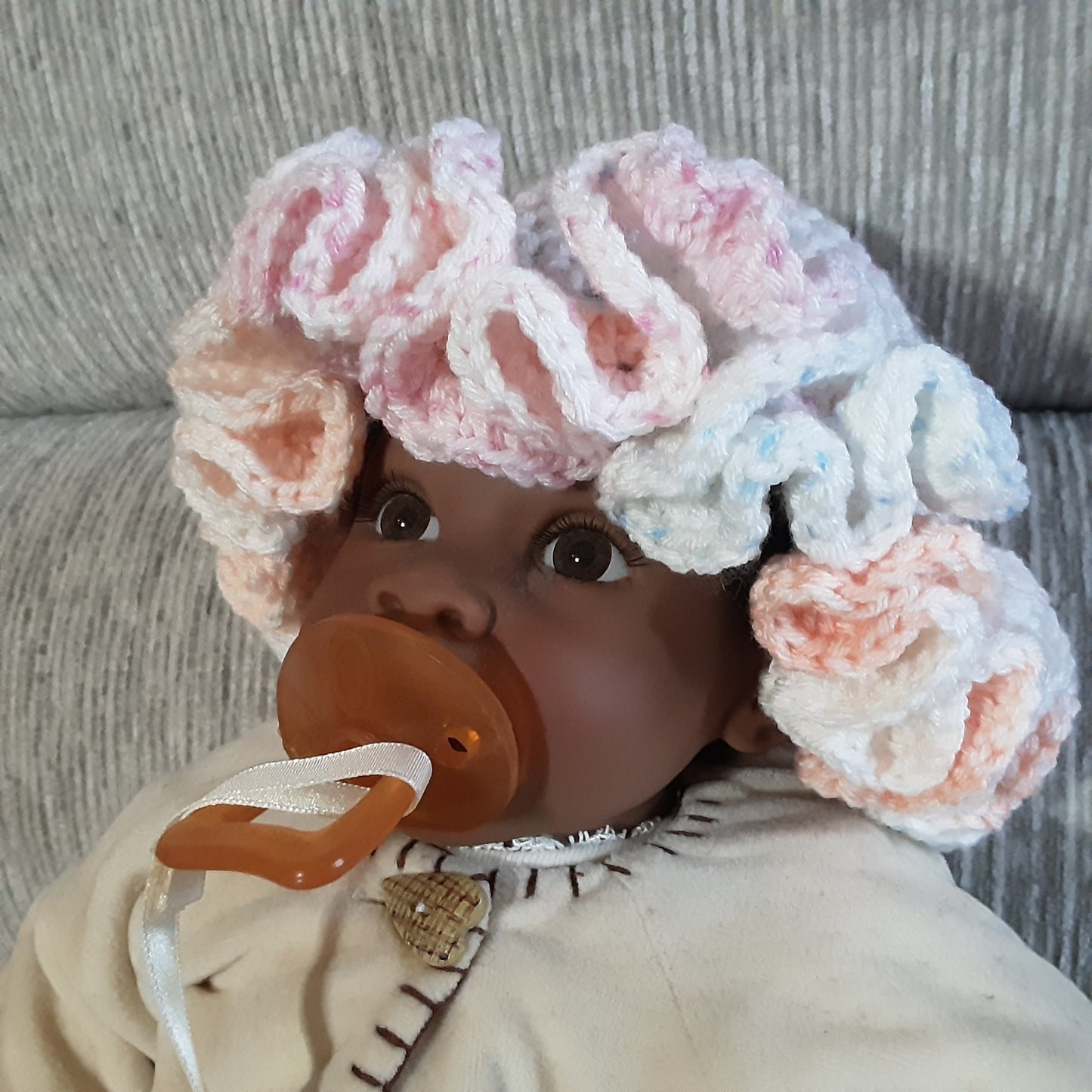 12-24 mth Ruffle Brim Hat - Varigated Pink