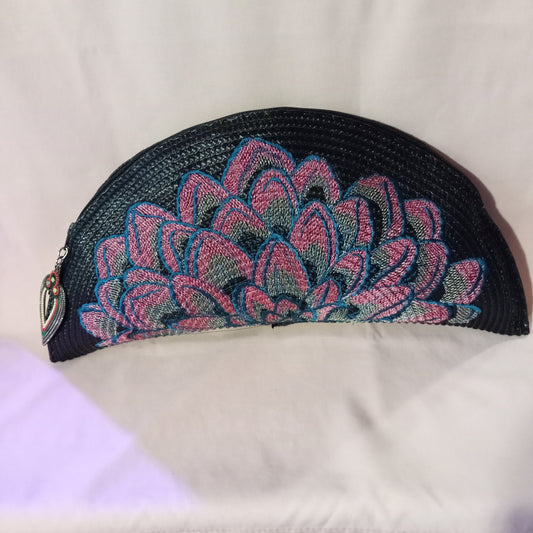 Blooming-on-the-Edge Dahlia Straw Clutch