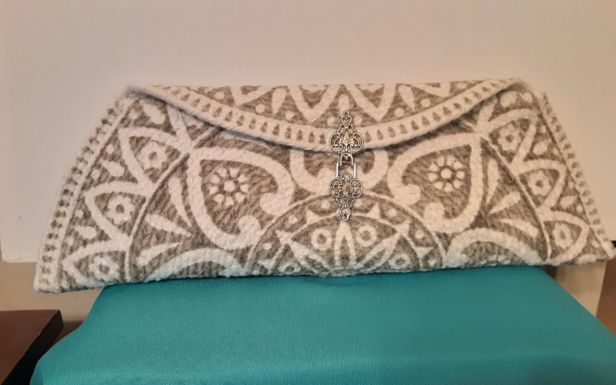 Woven Cotton Clutch w/silver-tone clasp