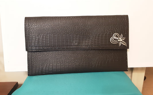 Faux Leather Black Clutch