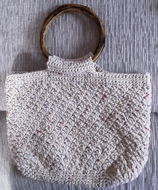Beige Multi-Flecks Hand Crocheted Purse