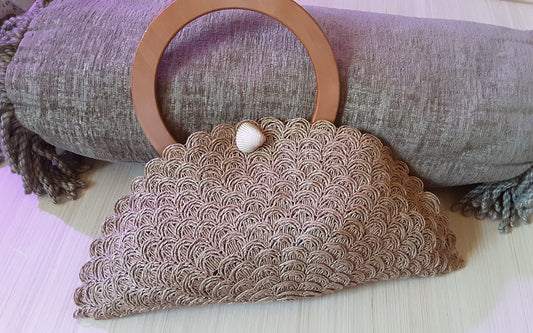 100% Jute and Wood Purse