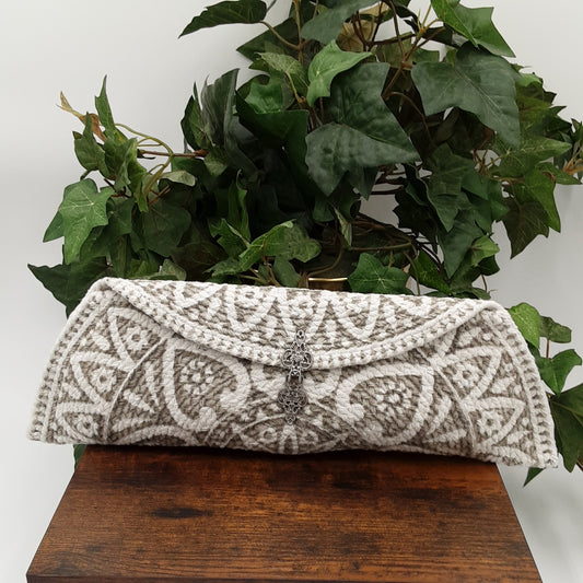 Woven Cotton Clutch w/Silver Clasp