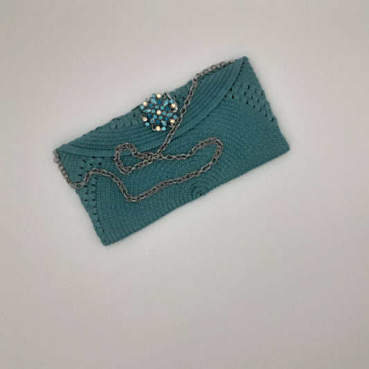 Turquoise Straw Shoulder Bag