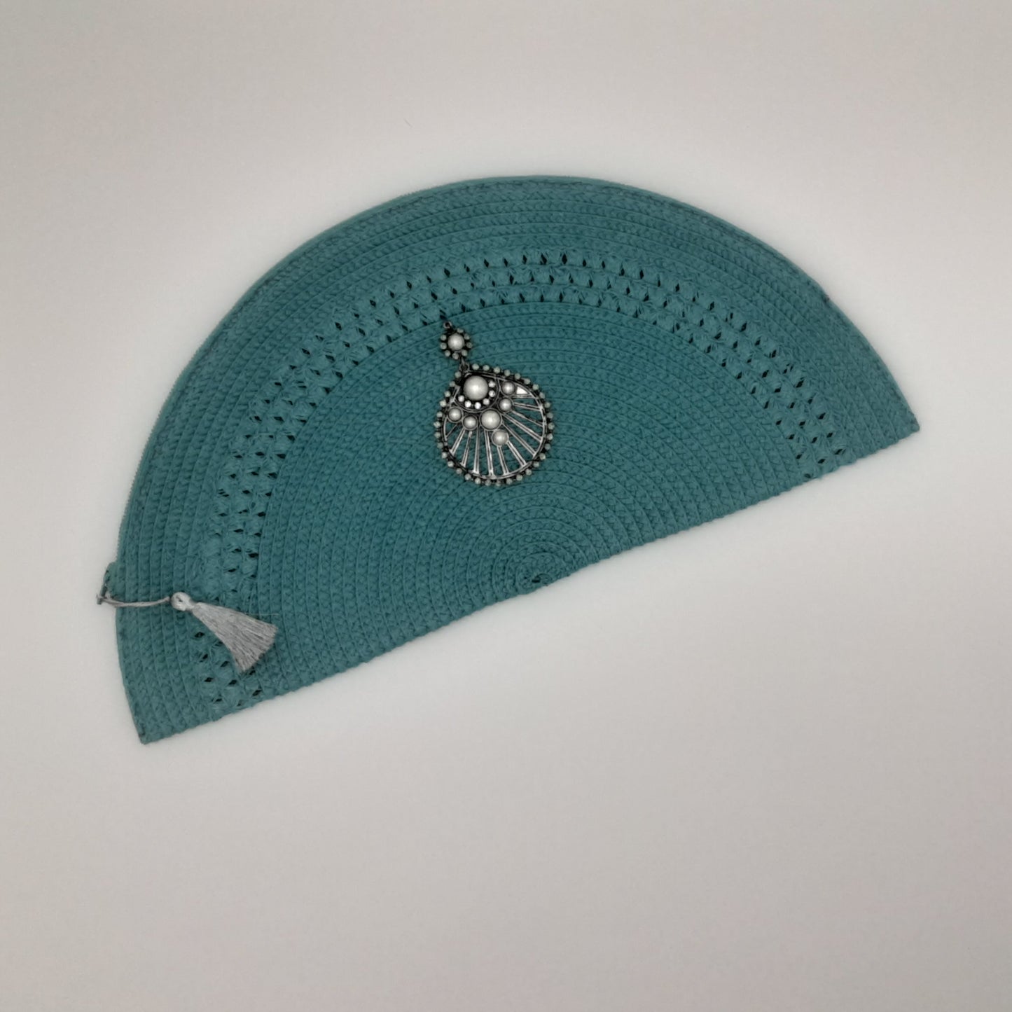 Turquoise Straw Clutch