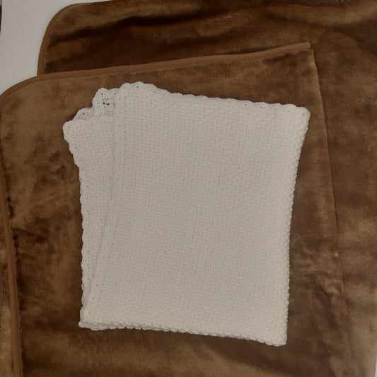 White Waffle Baby Afghan
