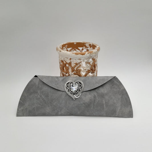 Big Hearted Faux Leather Clutch