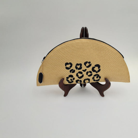 Leopard Fur Straw Clutch