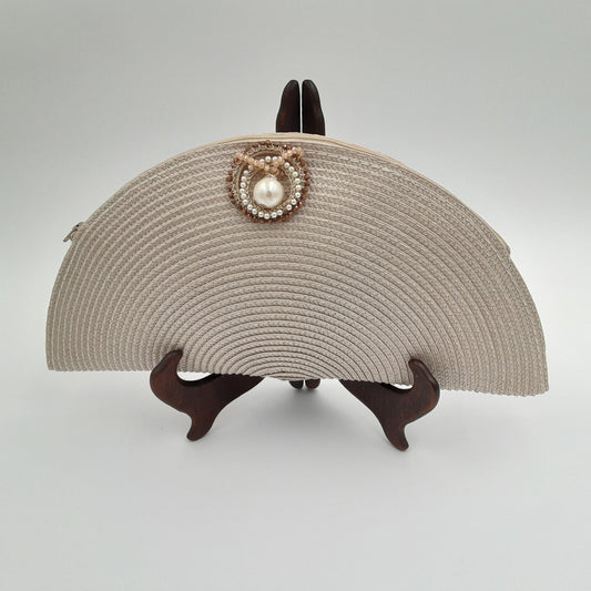 Half Moon Straw Clutch