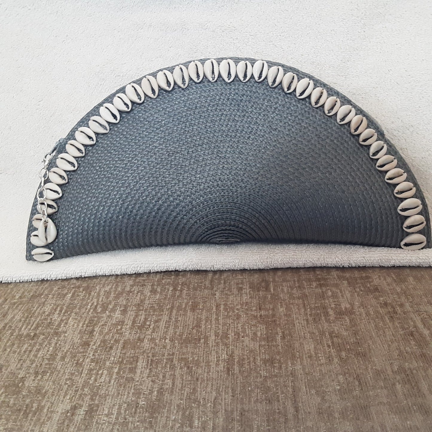 Cowrie Shell Straw Clutch
