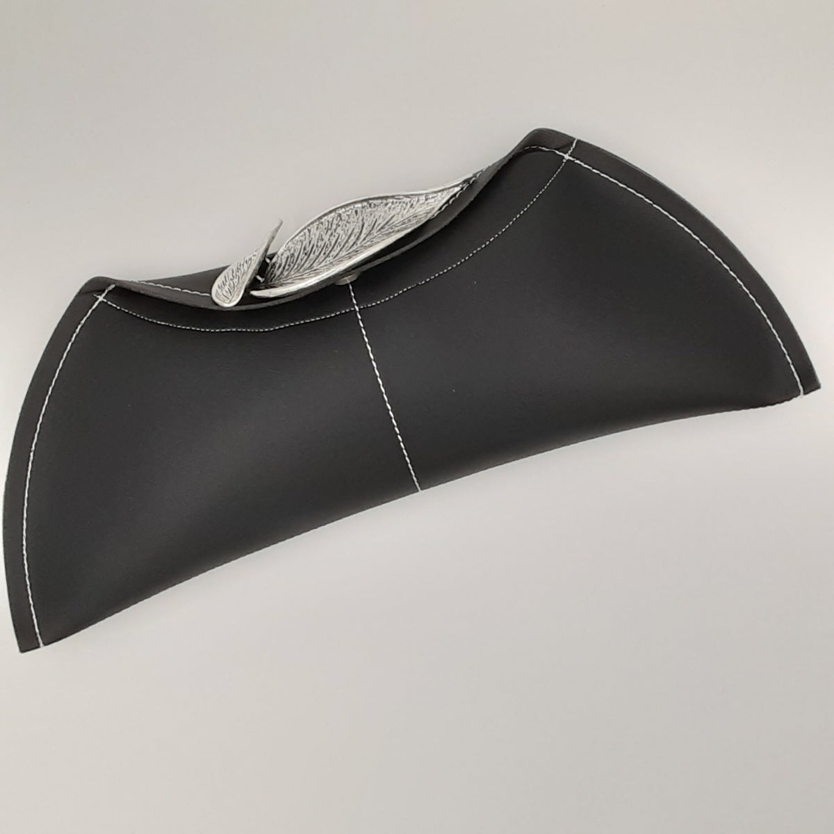 Silver Leaf Faux Leather Clutch