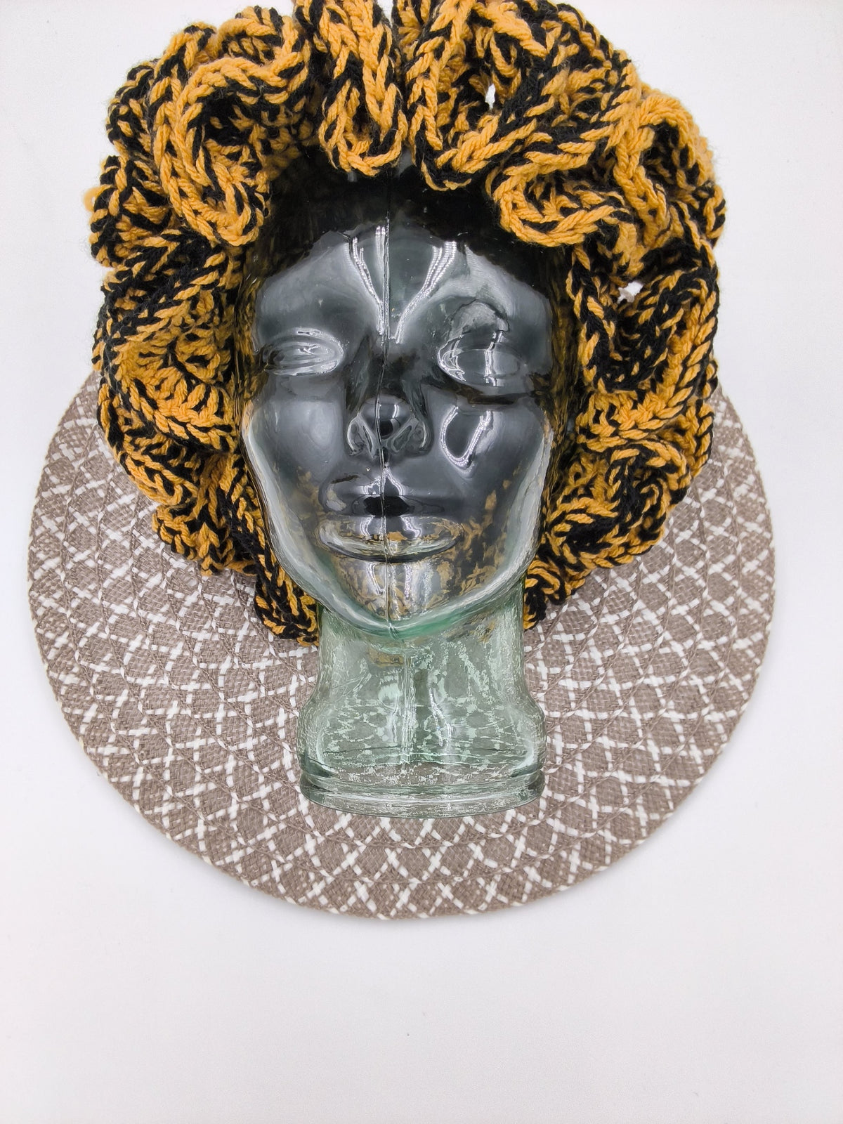 Black and Gold Ruffle Brim Hat