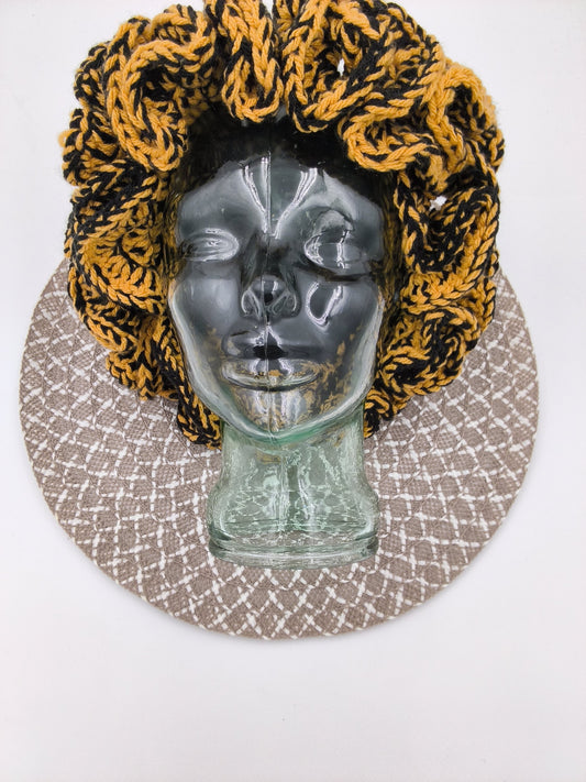 Black and Gold Ruffle Brim Hat