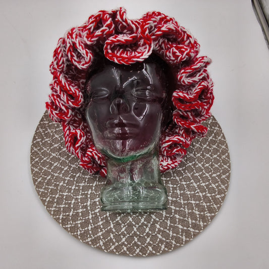 Red and White Ruffle Brim Hat