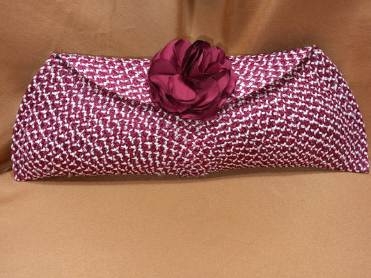 Burgandy Rose Straw Clutch