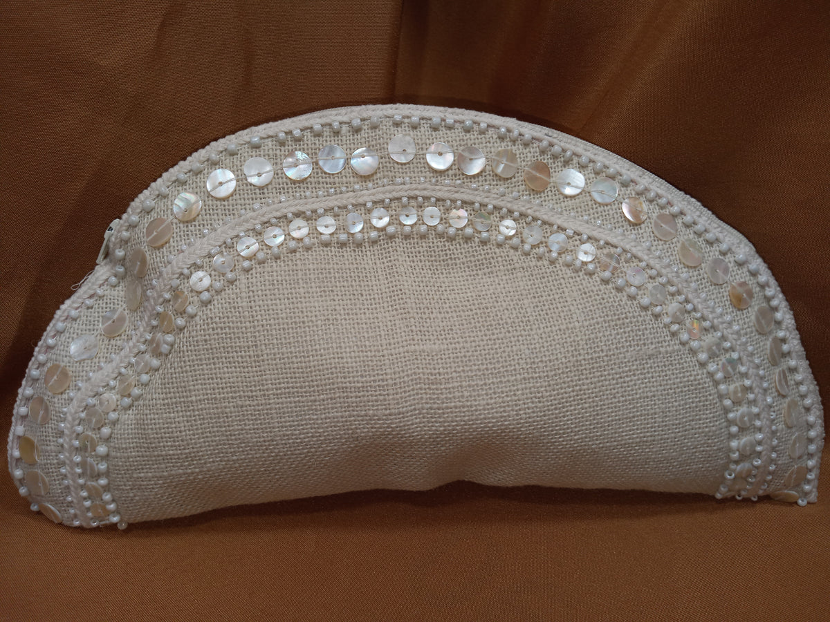 Pearled Sequins Clutch