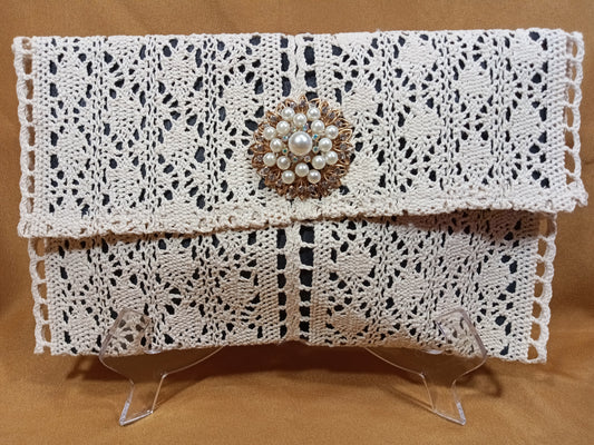 Pearls and Lace Clutch