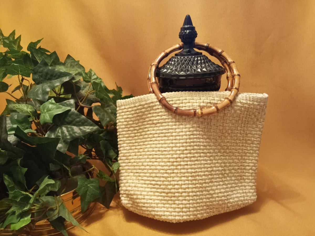 Tan Square Bamboo Handbag
